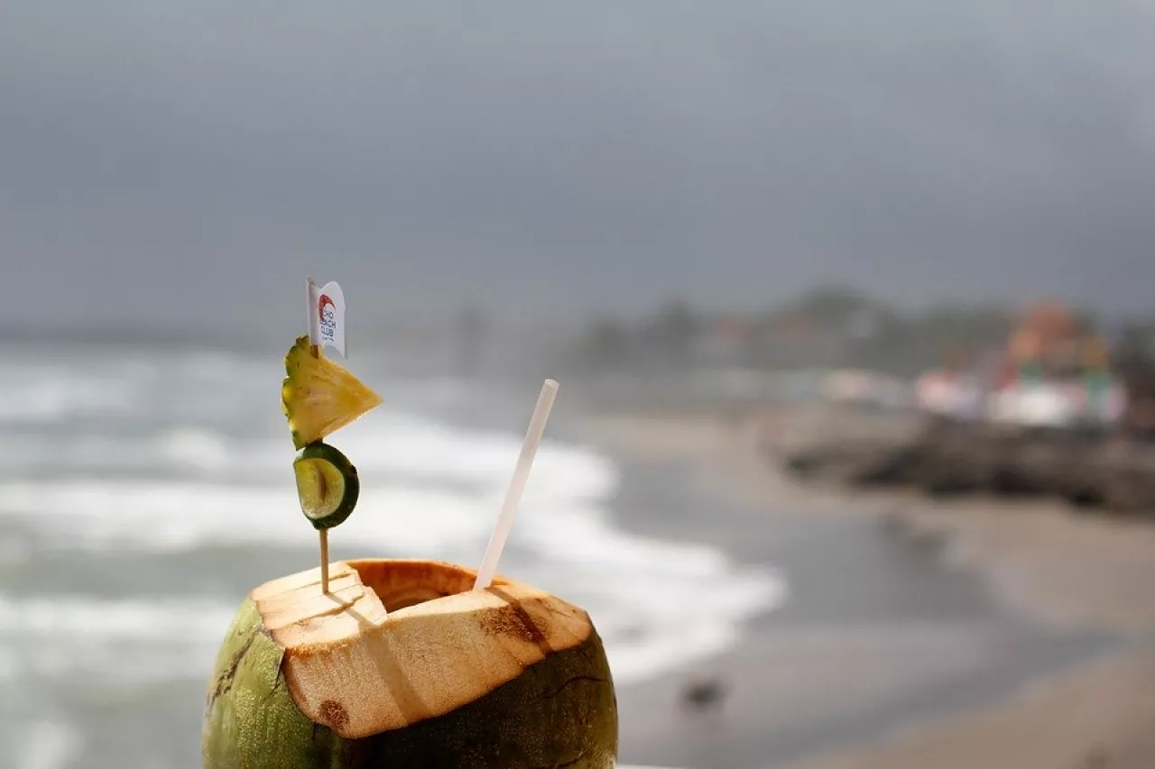 mladý kokos na pláži