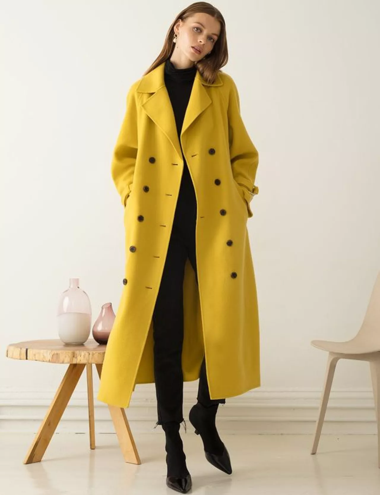 žltý maxi kabát