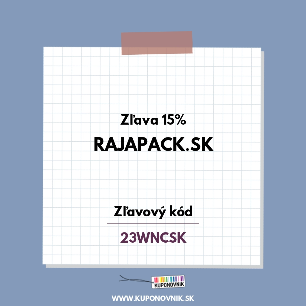 Rajapack.sk zľavový kód - Zľava 15%