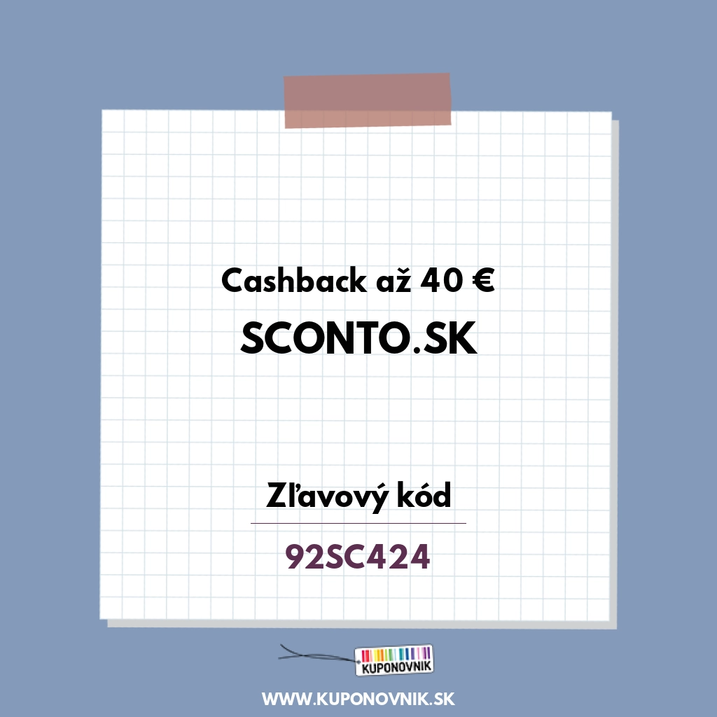 Sconto.sk zľavový kód - Cashback až 40 €